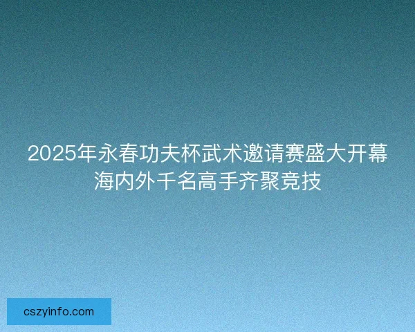 2025年永春功夫杯武术邀请赛盛大开幕海内外千名高手齐聚竞技