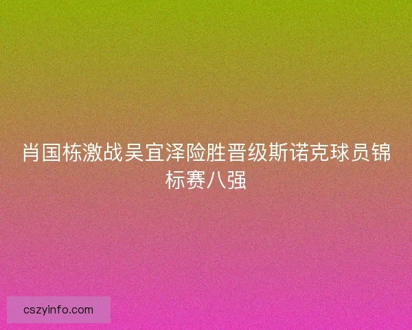 肖国栋激战吴宜泽险胜晋级斯诺克球员锦标赛八强
